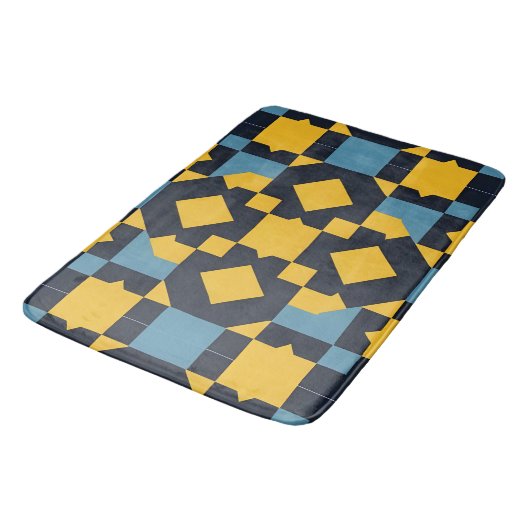 Abstraktes geometrisches Muster mit dynamischen Fa Badematte (Schrägansicht)