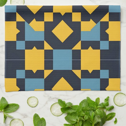 Abstraktes geometrisches Muster mit dynamischen Fa Geschirrtuch (Gefaltet)