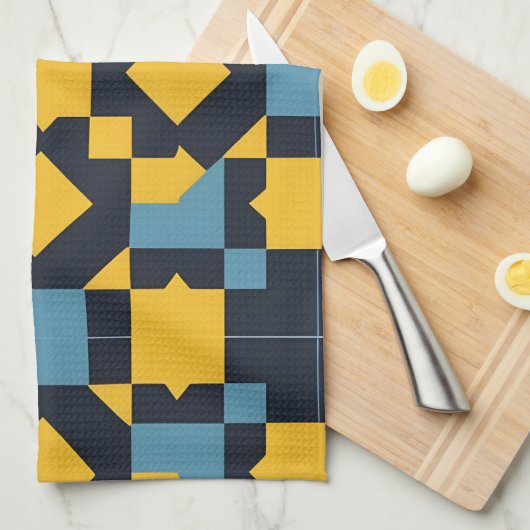 Abstraktes geometrisches Muster mit dynamischen Fa Geschirrtuch (Viertel Falte)