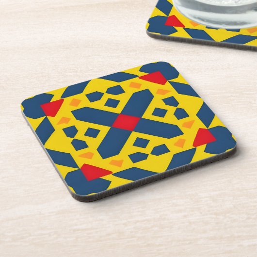 Abstraktes geometrisches Muster mit dynamischen Fa Getränkeuntersetzer (Linke Seite)