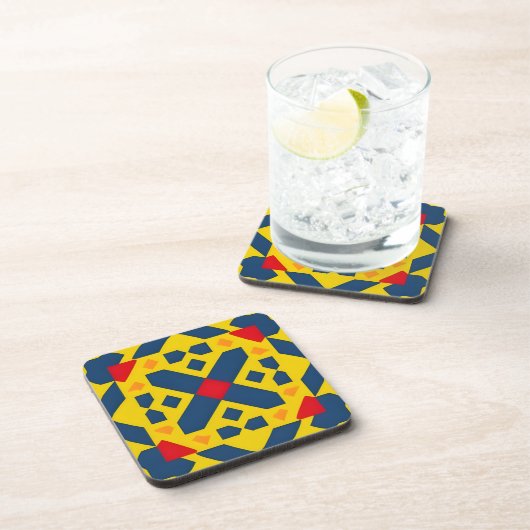 Abstraktes geometrisches Muster mit dynamischen Fa Getränkeuntersetzer (Rechte Seite)