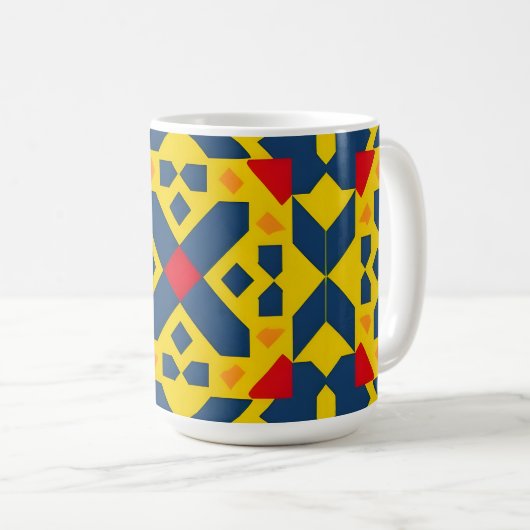Abstraktes geometrisches Muster mit dynamischen Fa Kaffeetasse (VorderseiteRechts)