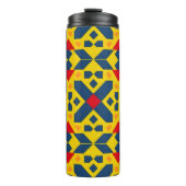Abstraktes geometrisches Muster mit dynamischen Fa Thermosbecher (Vorderseite)