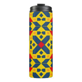 Abstraktes geometrisches Muster mit dynamischen Fa Thermosbecher