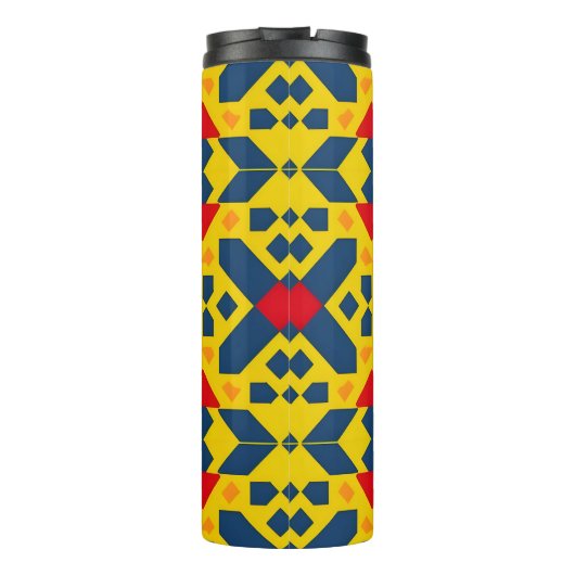 Abstraktes geometrisches Muster mit dynamischen Fa Thermosbecher (Rückseite)