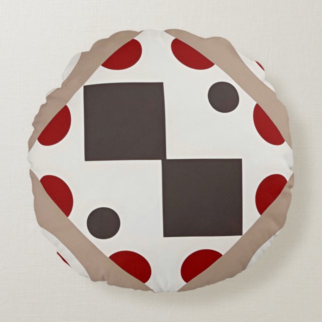 Abstraktes geometrisches Muster mit symmetrischen  Rundes Kissen (Vorderseite)