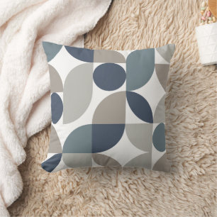 Abstraktes geometrisches Muster Navy Blau Grau Kissen