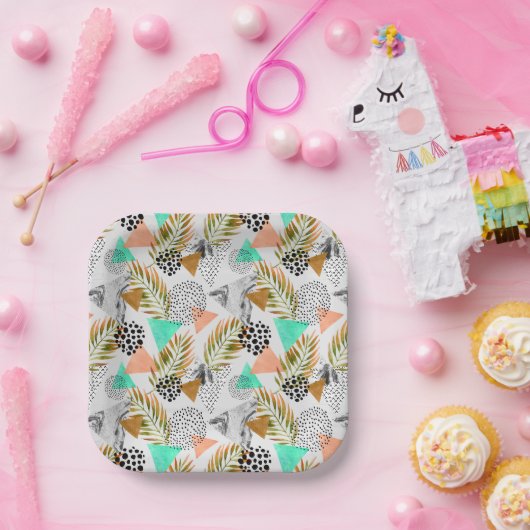 Abstraktes geometrisches Muster Pappteller (Party)