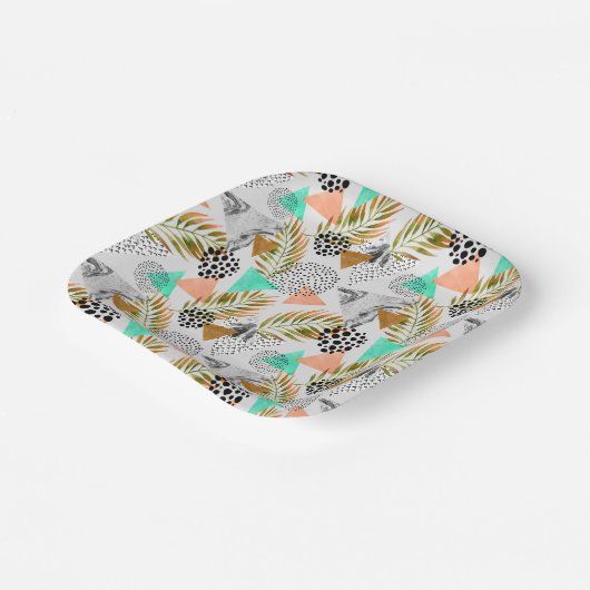 Abstraktes geometrisches Muster Pappteller (Gewinkelt)