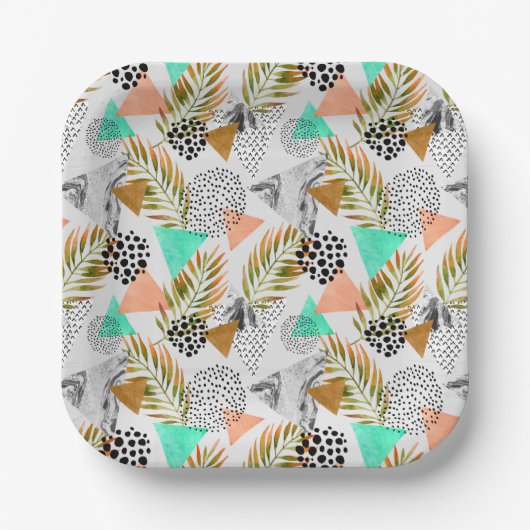 Abstraktes geometrisches Muster Pappteller (Vorderseite)