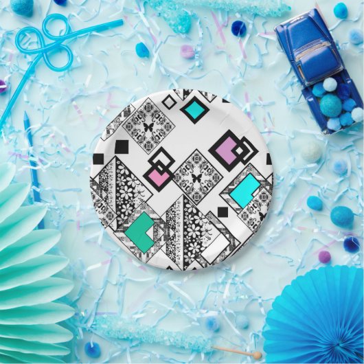 Abstraktes geometrisches Muster Pappteller (Party)