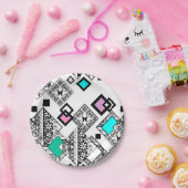 Abstraktes geometrisches Muster Pappteller (Party)