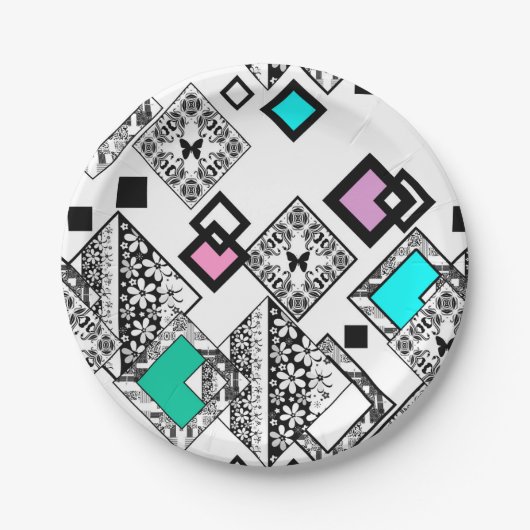 Abstraktes geometrisches Muster Pappteller (Vorderseite)