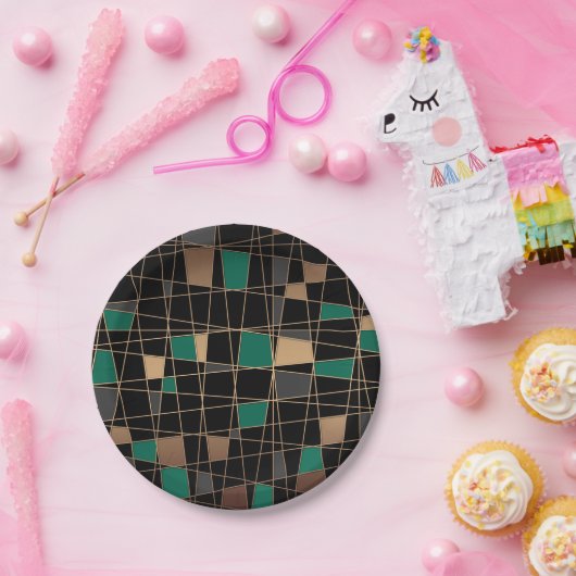 Abstraktes geometrisches Muster Pappteller (Party)