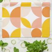 Abstraktes geometrisches Muster Peach Orange Yello Geschirrtuch (Gefaltet)