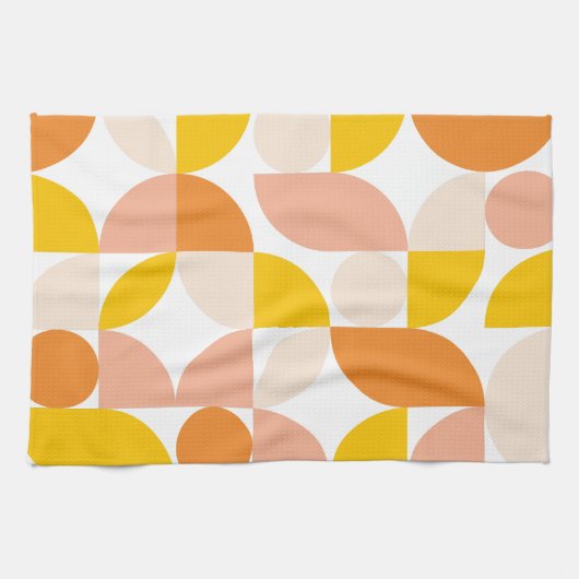 Abstraktes geometrisches Muster Peach Orange Yello Geschirrtuch (Horizontal)