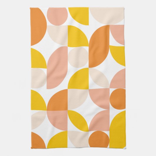 Abstraktes geometrisches Muster Peach Orange Yello Geschirrtuch (Vertikal)