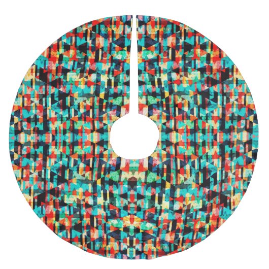 Abstraktes geometrisches Muster Polyester Weihnachtsbaumdecke (Vorderseite)