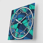 Abstraktes geometrisches Muster Quadratische Wanduhr (Winkel)