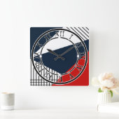 Abstraktes geometrisches Muster Quadratische Wanduhr (Zuhause)