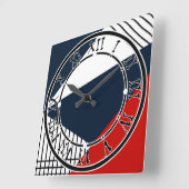 Abstraktes geometrisches Muster Quadratische Wanduhr (Winkel)