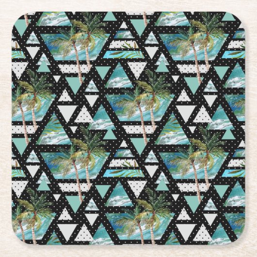 Abstraktes geometrisches Muster Rechteckiger Pappuntersetzer (Vorderseite)