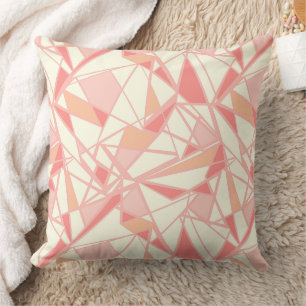 Abstraktes geometrisches Muster rosa beige Kissen