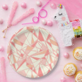Abstraktes geometrisches Muster rosa beige Pappteller (Party)