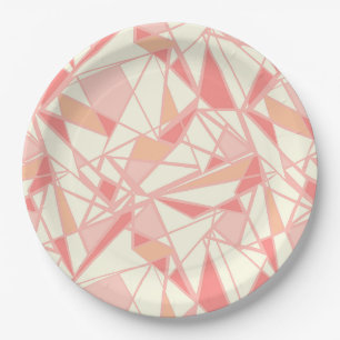 Abstraktes geometrisches Muster rosa beige Pappteller
