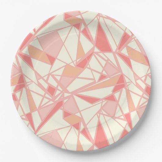 Abstraktes geometrisches Muster rosa beige Pappteller (Vorderseite)