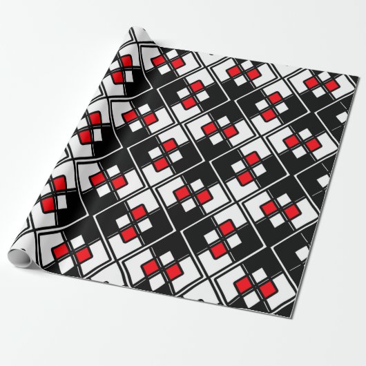 Abstraktes geometrisches Muster - rot, schwarz und Geschenkpapier (Ungerollt)
