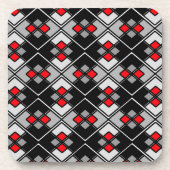 Abstraktes geometrisches Muster - rot, schwarz und Getränkeuntersetzer (Vorderseite)