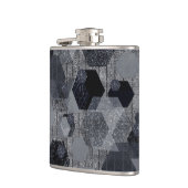 Abstraktes geometrisches Muster, schwarz und grau. Flachmann (Links)