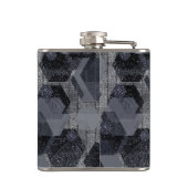 Abstraktes geometrisches Muster, schwarz und grau. Flachmann (Rückseite)