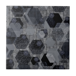 Abstraktes geometrisches Muster, schwarz und grau. Fliese