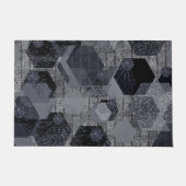 Abstraktes geometrisches Muster, schwarz und grau. Fußmatte (Vorderseite)