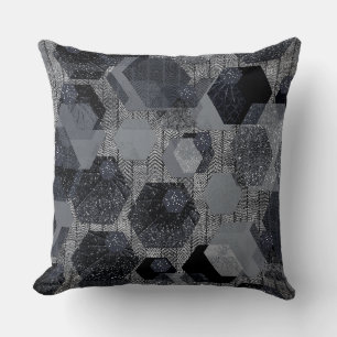 Abstraktes geometrisches Muster, schwarz und grau. Kissen