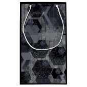Abstraktes geometrisches Muster, schwarz und grau. Kleine Geschenktüte (Rückseite)