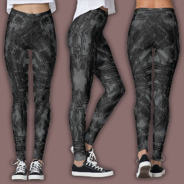 Abstraktes geometrisches Muster | Schwarz und Grau Leggings
