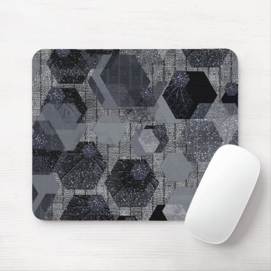Abstraktes geometrisches Muster, schwarz und grau. Mousepad (Mit Mouse)
