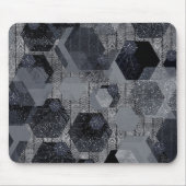 Abstraktes geometrisches Muster, schwarz und grau. Mousepad (Vorne)
