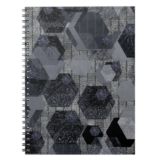 Abstraktes geometrisches Muster, schwarz und grau. Notizblock (Vorderseite)
