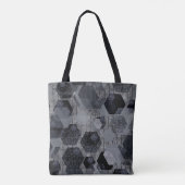 Abstraktes geometrisches Muster, schwarz und grau. Tasche (Rückseite)