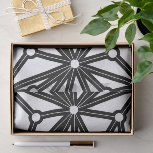 Abstraktes geometrisches Muster - Schwarz/Weiß. Seidenpapier (Geschenk)