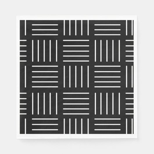 Abstraktes geometrisches Muster - Schwarz/Weiß. Serviette (Vorderseite)