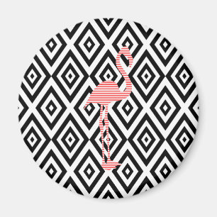 Abstraktes geometrisches Muster - Schwarzes - rosa Magnet