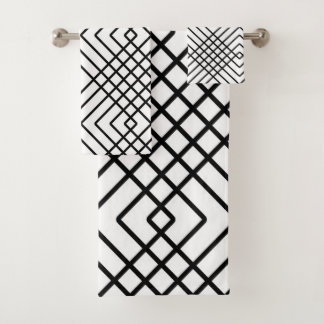 Abstraktes geometrisches Muster - Schwarzweiss. Badhandtuch Set