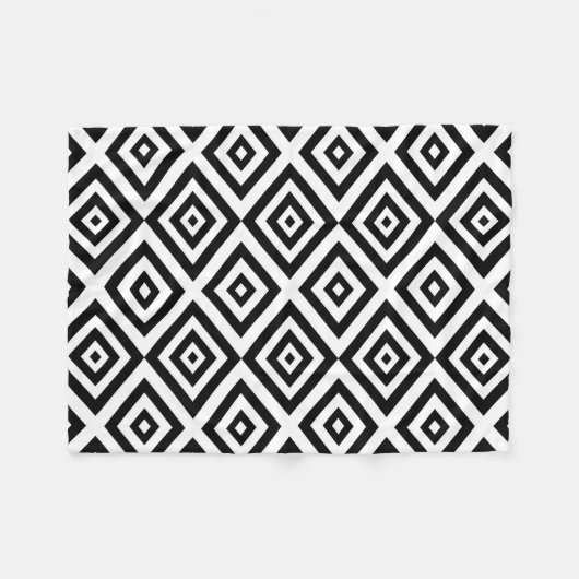 Abstraktes geometrisches Muster - Schwarzweiss. Fleecedecke (Vorderseite (Horizontal))