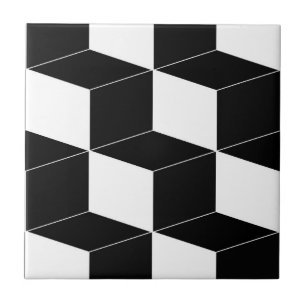 Abstraktes geometrisches Muster - Schwarzweiss. Fliese