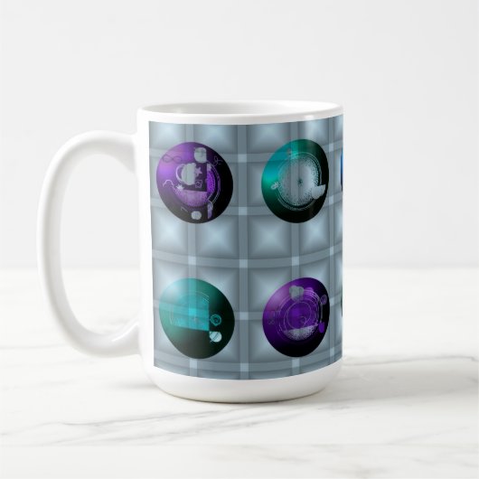 Abstraktes geometrisches Muster Wanduhr Kaffeetasse (Links)